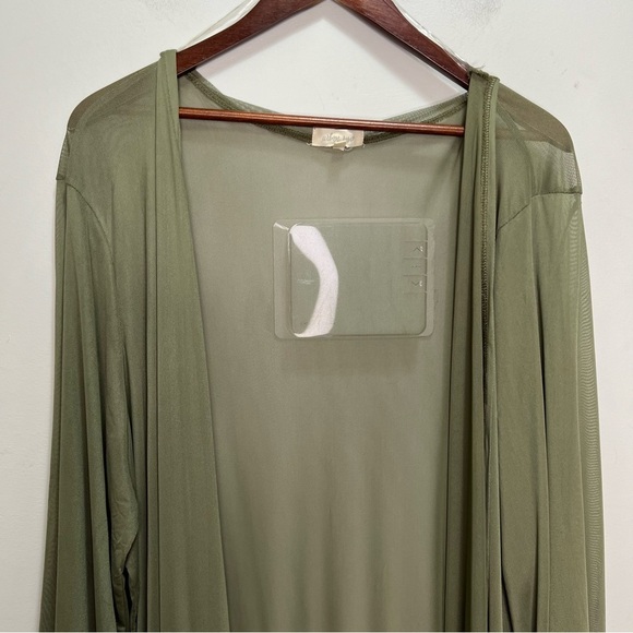 Urban Rose Green Sheer Maxi Open Front Maxi Cardigan Size 3X - Picture 3 of 11
